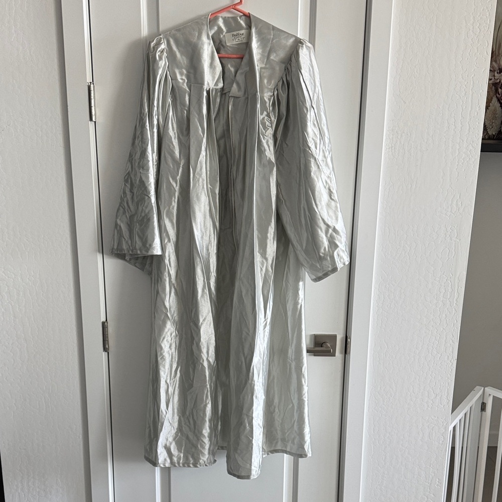 Silver graduation gown